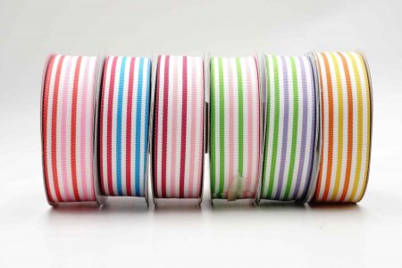 Bicolored Striped Grosgrain Ribbon - Bicolored Stripes Grosgrain Ribbon